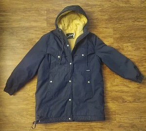 Vintage Fox Point Blue Lined Jacket Button Up Hoodie Men's Size 16 Made in USA - Picture 1 of 11