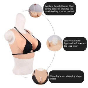Silicone Breast Forms Fake Boobs C D F Cup Breastplates Drag Queen Crossdresser - Picture 1 of 18