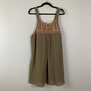 Umgee Embroidered Swing Dress Womens XL Brown Embellished Sleeveless Boho Flowy - Picture 1 of 10