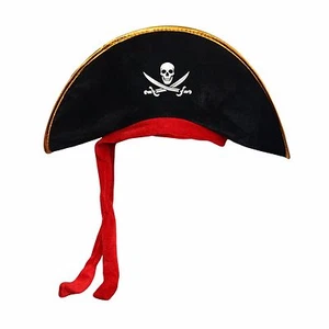 Kids Halloween Pirate Skull & Crossbones Jolly Roger Sea Ship Captain Hat Cap - Picture 1 of 3