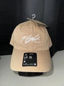 Adult Nike Jordan Flight Stitch Adjustable Club Cap Hat New L/XL Khaki Tan White - Picture 1 of 5