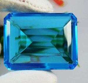 CERTIFIED 138.25 Ct Natural Santa Maria Blue Aquamarine Emerald Cut Gemstone - Picture 1 of 6