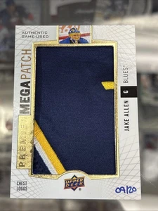Jake Allen 2017-18 Premier Mega Patch Chest Logos S/N 09/20 Blues - Picture 1 of 10