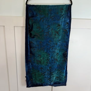 Samt 100% Seide Ausbrenner Schal Türkis Blumen NEU irisierend Ombré formell - Bild 1 von 8