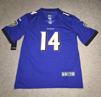 Camisetas para hombre Kyle Hamilton #14 cosidas púrpura Ravens Foto 1 de 2