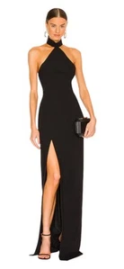 Amanda Uprichard Queen Neckholder Maxikleid In Schwarz Größe L - Bild 1 von 3