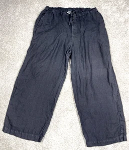 CP Shades Charcoal Gray Linen Wide Leg PullOn Cropped Pants Women Large USA Made - Picture 1 of 8