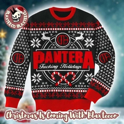 1Pantera Fcking Holidays Snowflakes Xmas Style Ugly Christmas Sweater, Xmas 2025 - Image 1 of 4