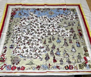42" x 43"  Vintage Linen Table Cloth Germany German Map Dress Coat of Arms See - Picture 1 of 23