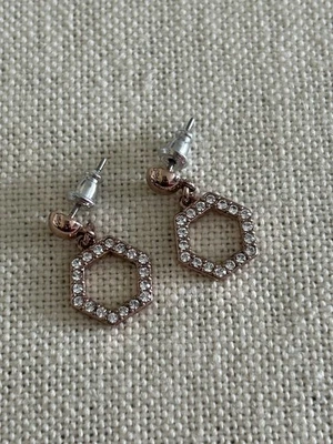 Pendientes colgantes hexagonales de cristal de oro rosa Origami Owl "Nuevos" Foto 1 de 4