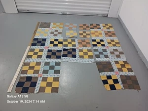 Rare Vintage Handmade Patchwork Quilt Top Pieces Checkers - Bild 1 von 13