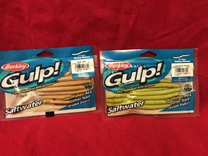 2 Packs Berkley Gulp 4" Sinking Minnow Chartreuse Pepper & bone jack 10 count - Picture 1 of 7