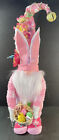 Chapeau pliable en fil pliable Gnome Bunny lapin OOAK fait main tenant un panier de Pâques rose