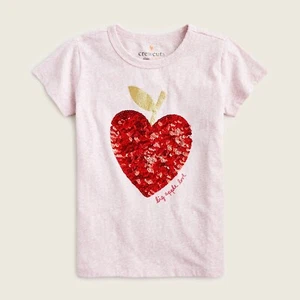 $60 EUC LOT OF 2 J Crew CrewCuts t-shirts 6-7 yr Apple Sequin - Picture 1 of 11