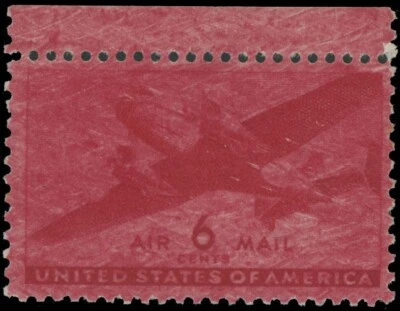 1941, USA AIR POST, TRANSPORT PLANE, 6C CARMINE, STRONGLY OVERINKED NH, SC. #C25 - Image 1 of 2