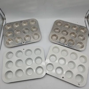 4 Mirro Mini Aluminum 12 Cavity Mini Cupcake Muffin Pan Made in USA 2 Non Stick - Picture 1 of 7