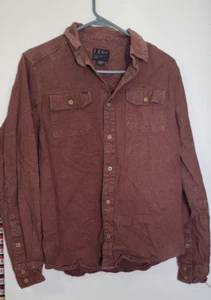 Fox Racing Men's Small Distressed Plaid Orange Button Up Motocross Flannel Shirt - Picture 1 of 3