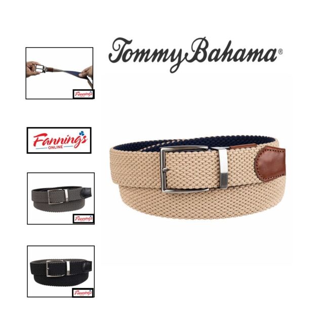 Tommy Bahama Men's Casual Fabric Belt, Navy Casual, Medium (34-36