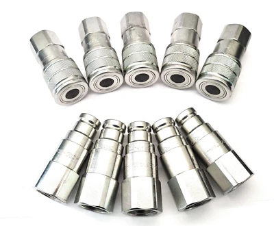 DNP SRL Hydraulic Quick Release Flat Face Couplings 1/2" BSP Threads 5 SETS - DNP Italy