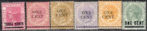 STRAITS SETTLEMENTS  1885/92  STAMP Sc. # 74, 77/80 AND 82 MH - Picture 1 of 2