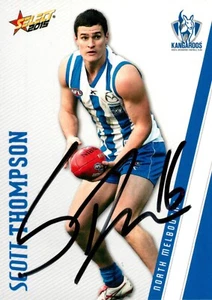 Signed 2015 NORTH MELBOURNE KANGAROOS AFL Card SCOTT THOMPSON - Bild 1 von 3