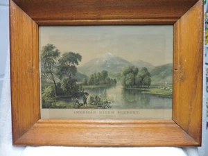 Vintage Currier & Ives Print of Androscoggin ME American River Scenery - Picture 1 of 12