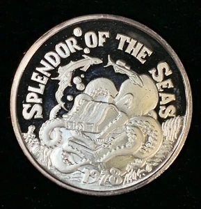 1978 Mardi Gras Token Splendor of the Sea, Krewe of Isis. Silver Round (MG2) - Picture 1 of 3