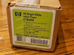 HP C1860A Bright White Paper 24” x 150ft for Inkjet Printers New - Picture 1 of 3