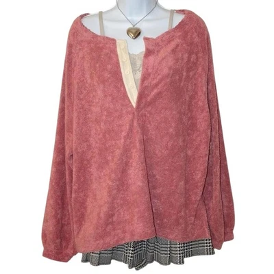 Suéter de tela de rizo Y2K Bella Swan Elena cuello abotonado rosa Barbie Henley Top Foto 1 de 4