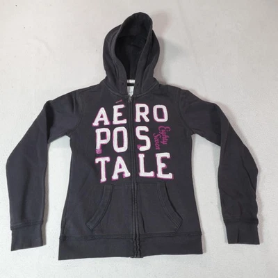 Y2K Aeropostale Sudadera con Capucha Mujer Pequeña Gris Chaqueta Cremallera Completa Sudadera Pinkman Foto 1 de 4