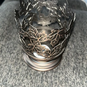Bath And Body Works Bronze Fall Leaves Pedestal 3 Wick Candle Holder New - Picture 1 of 5