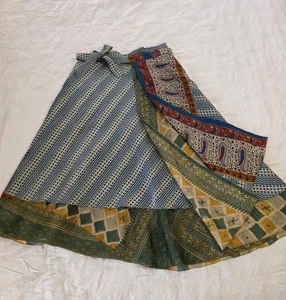 VTG Y2K Wrap Around Skirt Women Reversible 3 Layers Silky Texture Flowy BOHO 80s - Picture 1 of 12