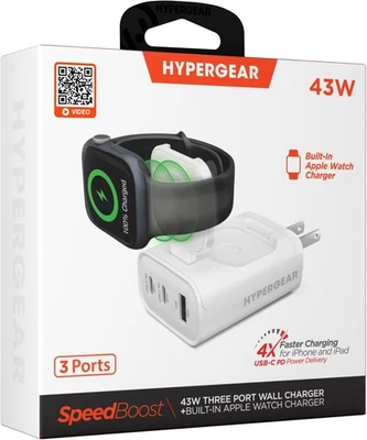 HyperGear SpeedBoost 43-Watt 3-Port USB Wall Charger with Built-in Apple Watch C - Image 1 of 4