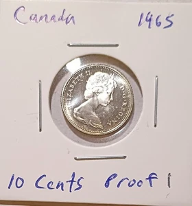 Canada 1965 10 Cents Dime Elizabeth II 2nd Portrait Silver Proof (1) - Picture 1 of 2