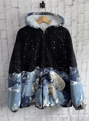 Chaqueta polar Boston con estampado de oso polar para hombre y mujer talla XL vintage años 90 unisex Foto 1 de 4