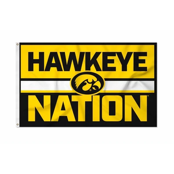 Bandera con logotipo de equipo de fondo negro y amarillo Iowa Hawkeyes 3x5 pies Foto 1 de 1