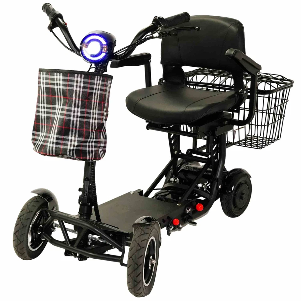 STW GMBH Senioren-Roller Faltbar Elektro 4-Rad E-Roller Schwarz 6km/h Elektromobil 40km