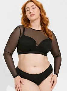 Torrid Black Mesh Under It All Crop Top NWT New 1X - Picture 1 of 11