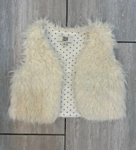 True Craft Girls Super Soft Ivory Faux Fur Fuzzy Vest, Size 4t, Cute!! - Picture 1 of 13