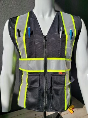 Chaleco de seguridad negro de alta visibilidad MALLA talla XS a 5XL. Foto 1 de 4