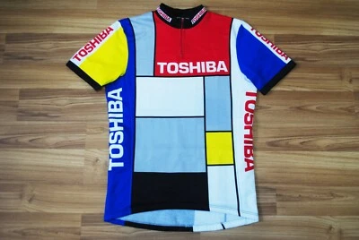 VINTAGE 1987 TOSHIBA LA VIE CLAIRE CYCLING SHIRT JERSEY SIZE 4 TRIKOT RARE  - Image 1 of 4