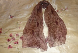 Pretty Burgundy Pink Mix Floaty Chiffon Snakeskin Print Lightweight Scarf 70"x25 - Picture 1 of 7