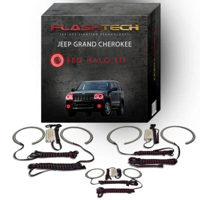 Kit de halo LED ojo de ángel rojo para faros y luces antiniebla Jeep Grand Cherokee 05-10 Foto 1 de 3