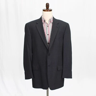 Abrigo Blazer Chaqueta Joseph Abboud 44L Azul Marino Deportivo Cuadros Lana 2B Foto 1 de 4