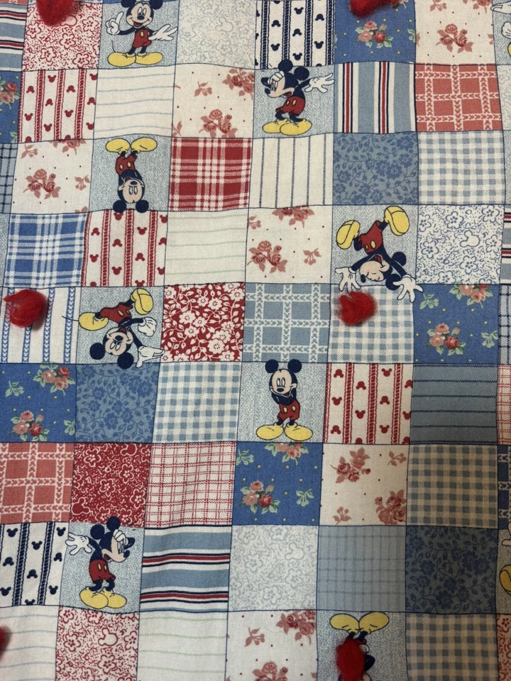 Vintage Handmade Patchwork Quilt Baby Blanket Disney Mickey Mouse Blue 48”x39” - Image 1 of 4