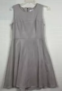 Calvin Klein Faux Seude A-Linie Einteiler Kleid hellbraun Größe 8 klassisch adrett - Bild 1 von 6