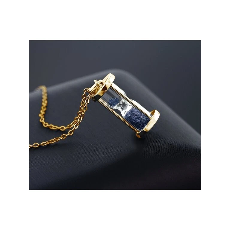 Colgante de plata chapado en oro amarillo de 18 quilates reloj de arena polvo diamante azul 0,50 quilates regalo Foto 1 de 1