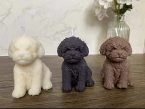 Dog Soy Wax Pillar Candle•Bundle•Pet•Terrier•Brown Black White•Gift Set Of Three - Picture 1 of 2
