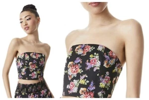 Alice + Olivia Women Ceresi Smoked Back Floral Bandeau Crop Top 2 NWT $250 - Picture 1 of 9