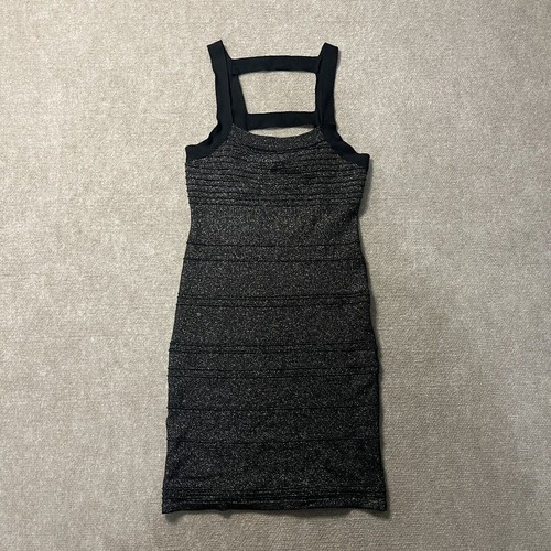 VETEMENTS Mini abito da donna nero Charlotte Russe S senza maniche arricciato girocollo ricamo